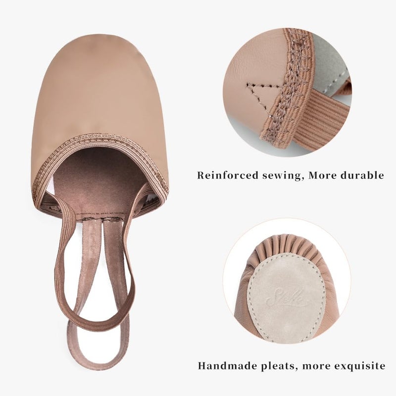 Stelle Leather Half Soles Dance Shoes Womens Lyrical Pirouette Turners Dance Shoes for Turning (Girls/Boys/Men/Adult) (Tan, 4.5/5.5) - Image 3